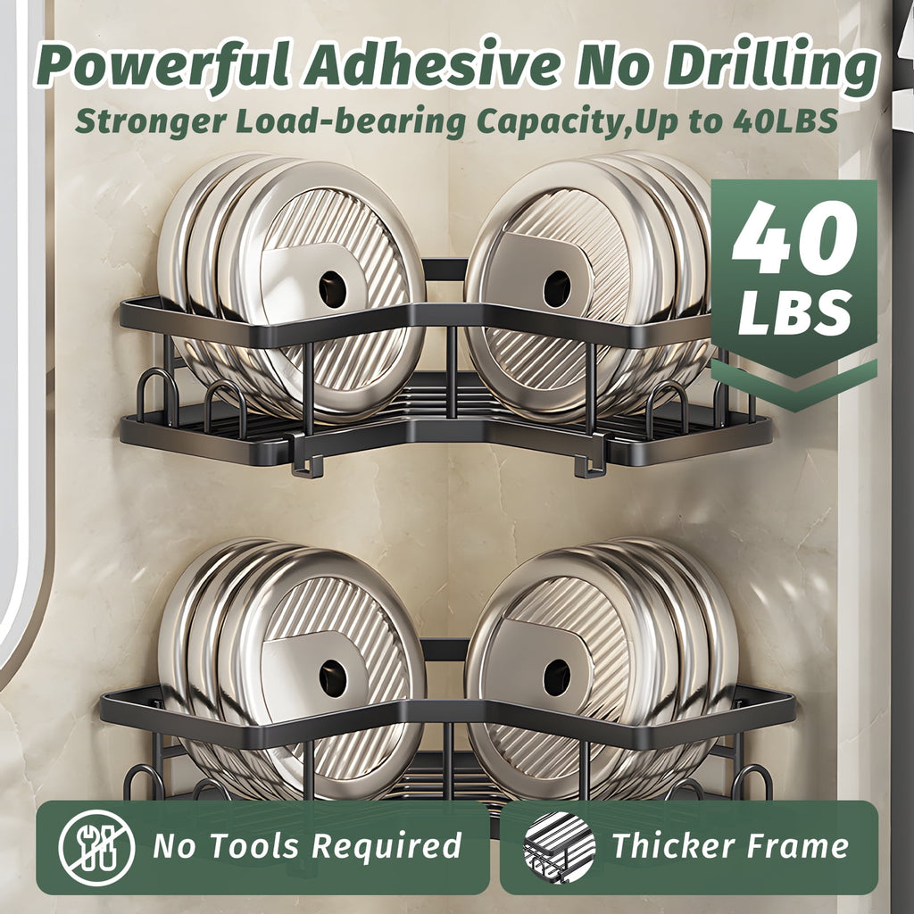 5-Piece Shower Caddy Set -Includes Shelf, Soap Holder, Toothbrush Holder, Strong Load-Bearing Without Drilling - Image 3