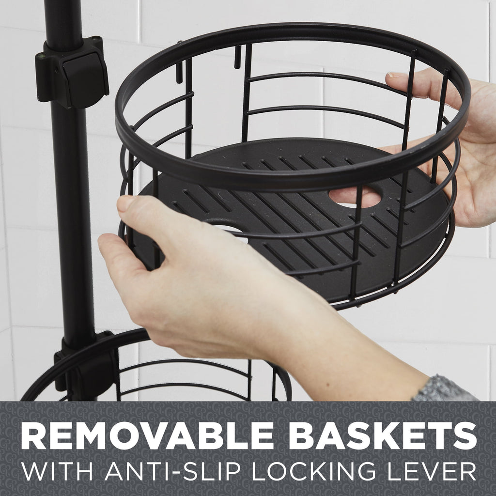 Rust-Resistant Tension Pole Shower Caddy, 3 Shelves, Oil Rubbed Bronze Finish - Image 5
