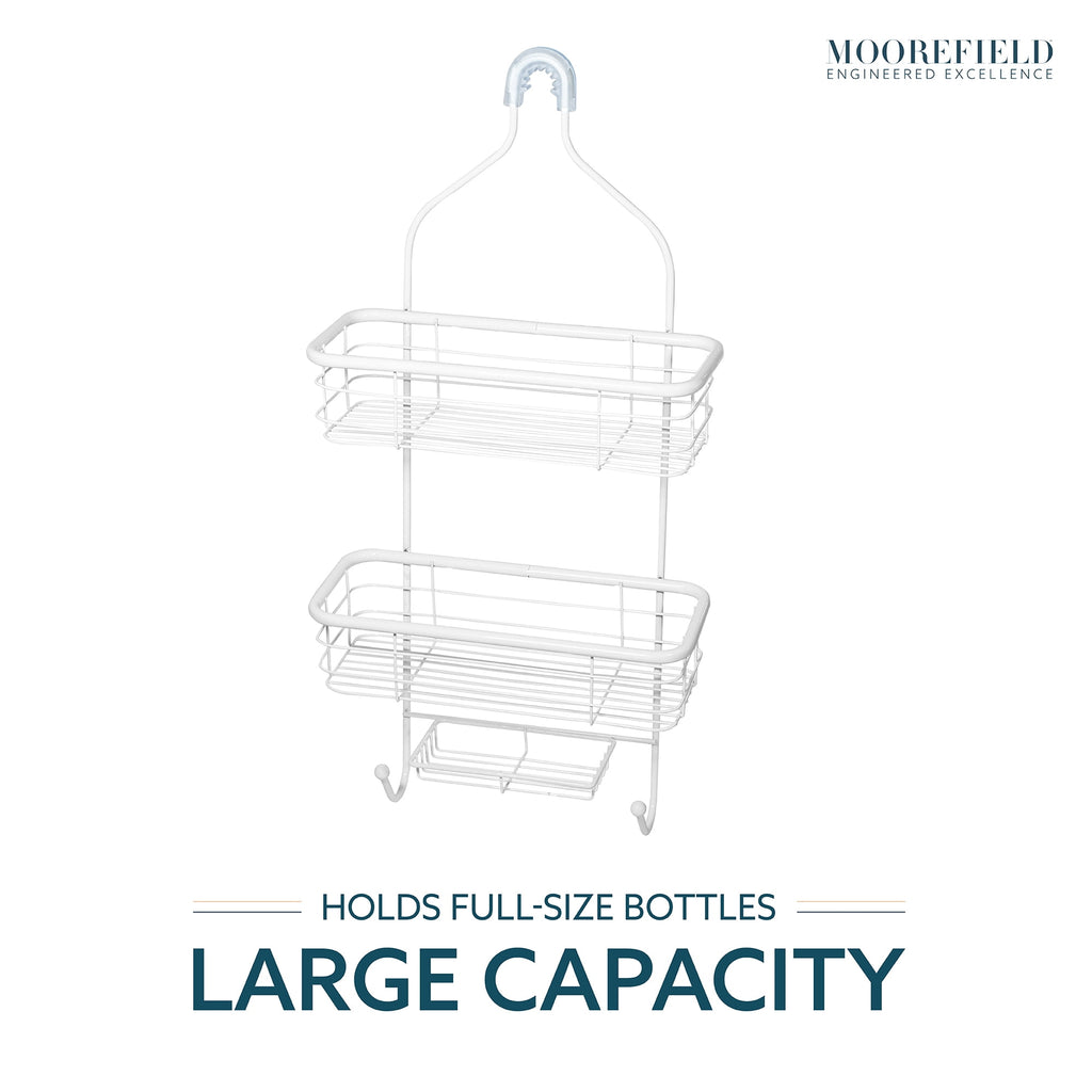 Moorefield 3-Tier Hanging Shower Caddy with Suction Cups, Non-Slip Neck, Bathroom Organizer, Matte White - Image 6