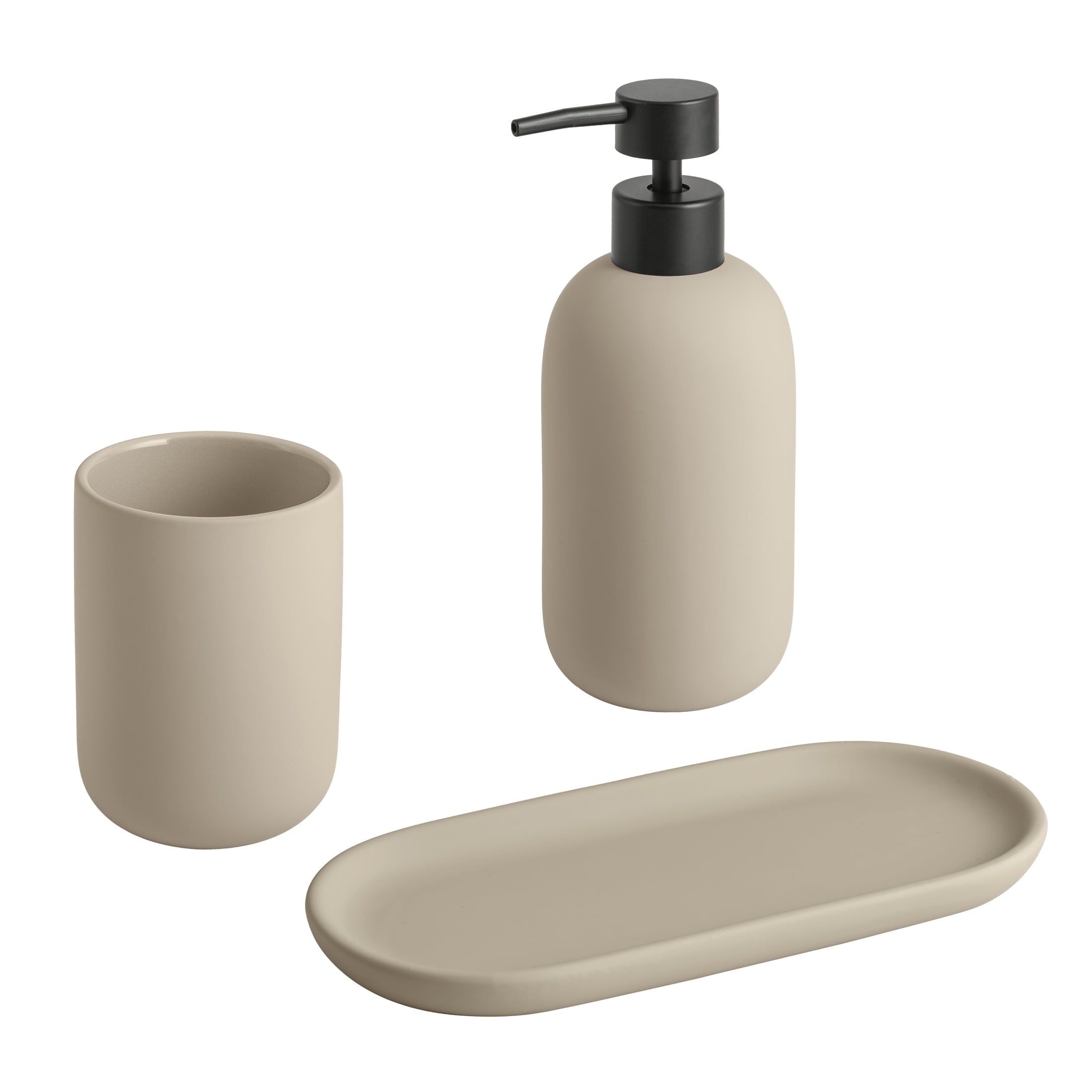 Mainstays Soft Touch Ceramic Toothbrush Holder Tan - Image 5