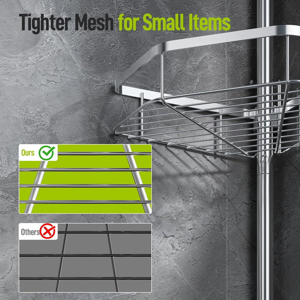Tension Pole, 4-Shelf Corner Organizer, Sliver - Image 3