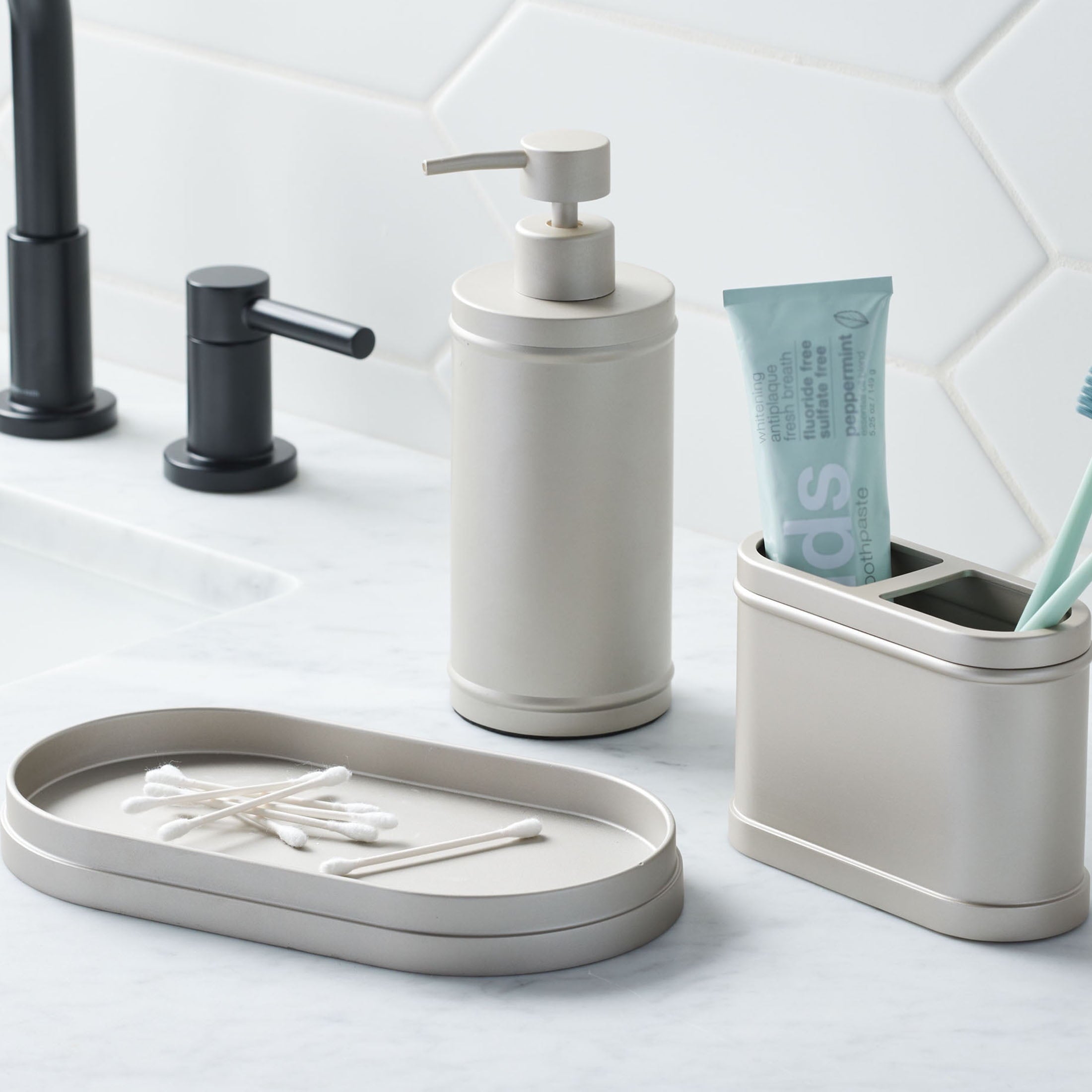 Satin Nickel Metal Toothbrush Holder - Image 4