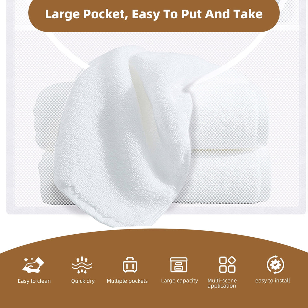 EMLTHORY 2Ppack Mesh Shower Caddy Hanging Organizer,Shower Curtain Liner Pockets Hanging Shower Organizer with Pockets Quick Dry Cruise RV C - Image 2