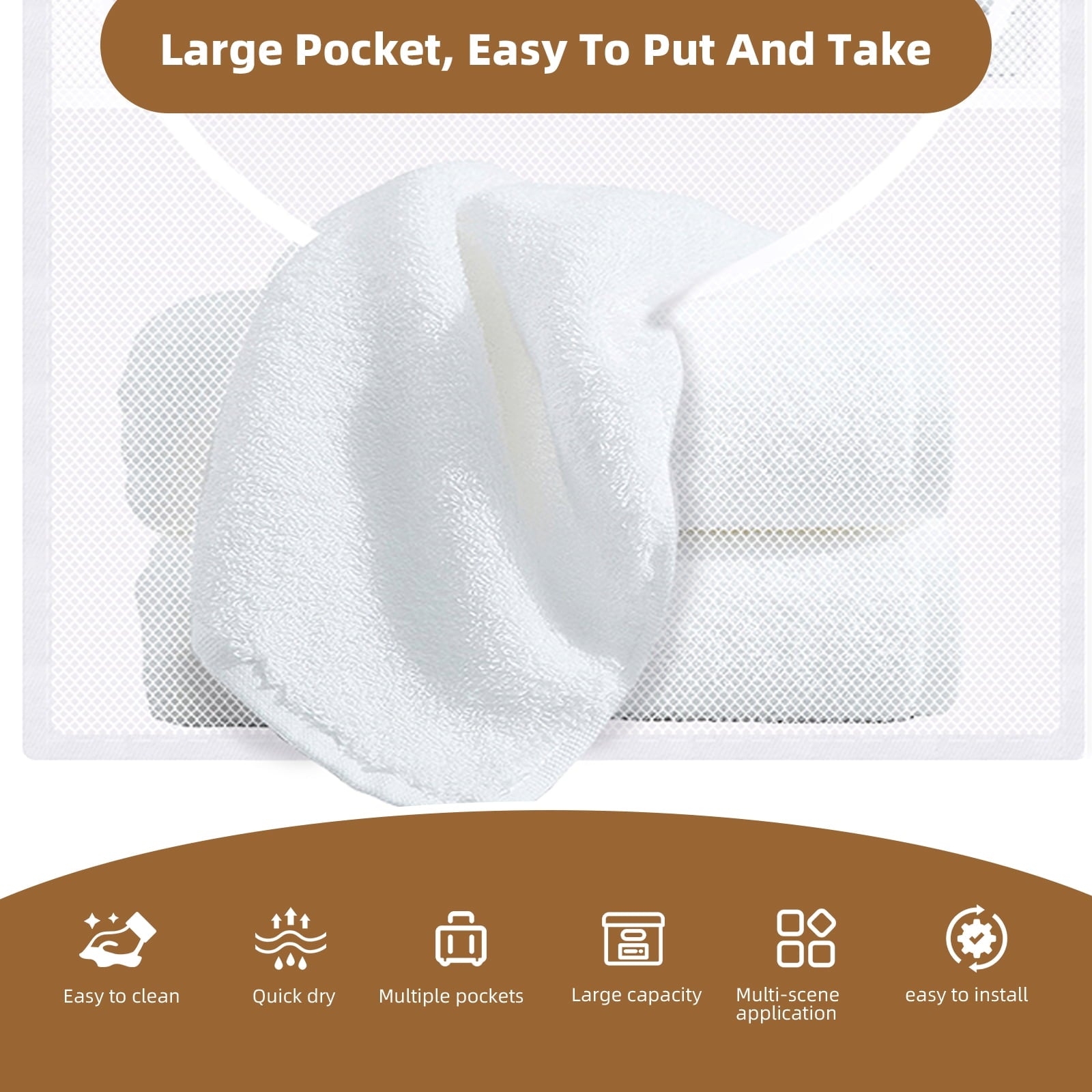 EMLTHORY 2Ppack Mesh Shower Caddy Hanging Organizer,Shower Curtain Liner Pockets Hanging Shower Organizer with Pockets Quick Dry Cruise RV C - Image 2