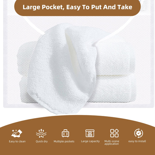 EMLTHORY 2Ppack Mesh Shower Caddy Hanging Organizer,Shower Curtain Liner Pockets Hanging Shower Organizer with Pockets Quick Dry Cruise RV C - Image 2