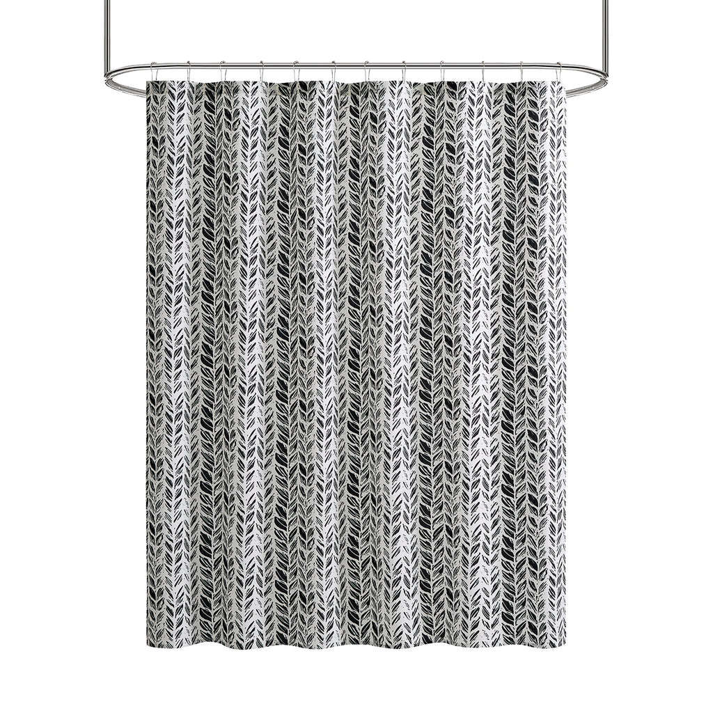 Mainstays Braid 13 Piece Shower Curtain and Hook Set, 72 x 72, Black/White - Image 2