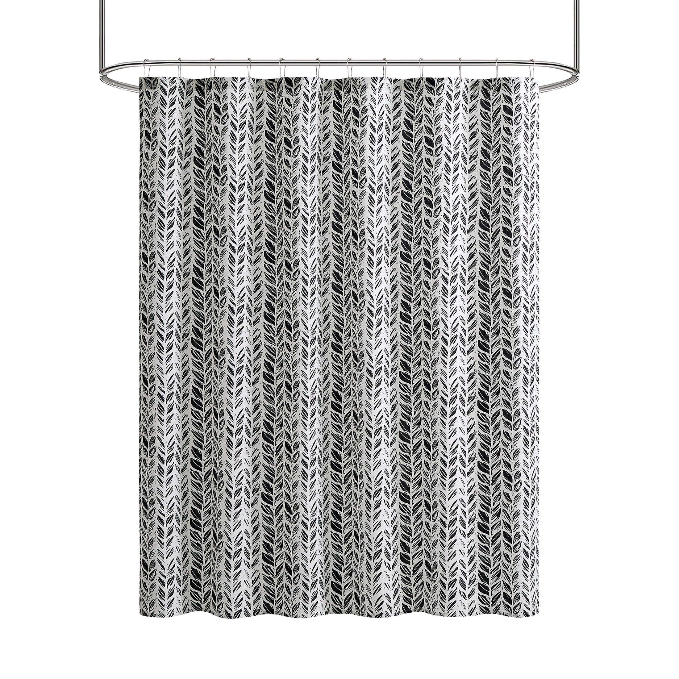 Mainstays Braid 13 Piece Shower Curtain and Hook Set, 72 x 72, Black/White - Image 2