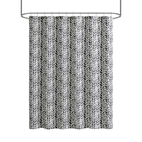 Mainstays Braid 13 Piece Shower Curtain and Hook Set, 72 x 72, Black/White - Image 2