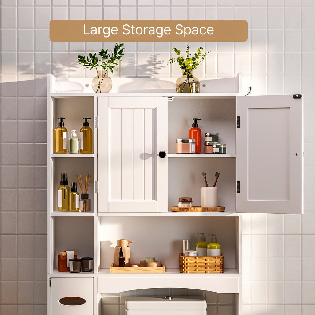 Aiho 66" H Over the Toilet Storage Cabinet with 2 Doors & Adjustable Shlef, Bathroom Organizer Above Toilet, Space Saver for Bathroom, Laund - Image 4