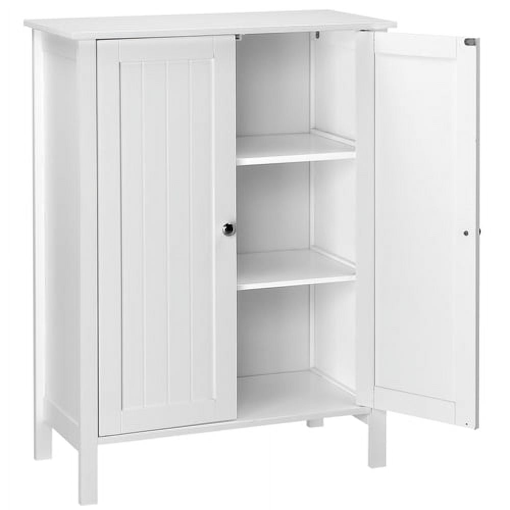 Bathroom Floor Cabinet Storage with 2 Doors and Adjustable Shelves, White Finish - Image 3