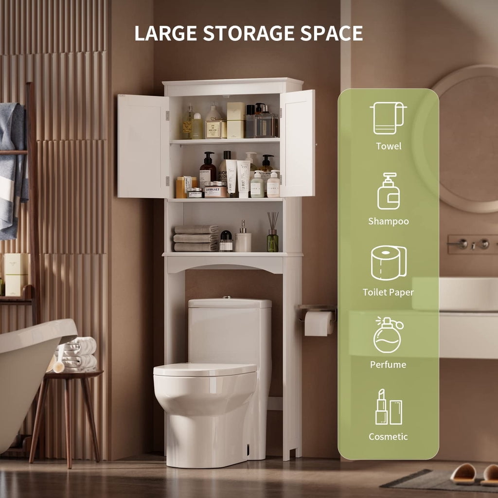Aiho Over The Toilet Storage Cabinet, Bathroom Shelf Over Toilet, Bathroom Storage Cabinet Organizer - White - Image 5