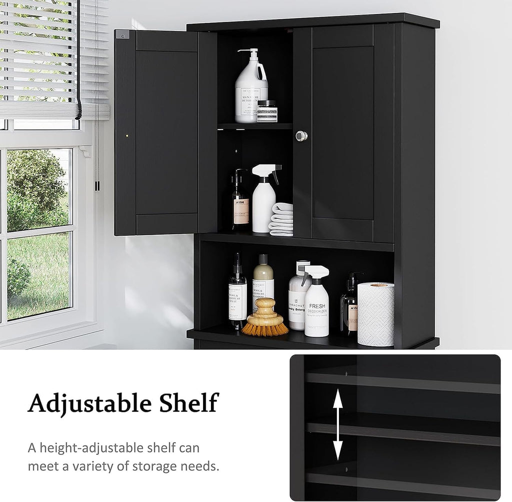 Sobaniilo Over The Toilet Storage Cabinet, Bathroom Storage Organizer Over Toilet, Space Saver W/Adjustable Shelf & Open Storage Shelf, Blac - Image 5