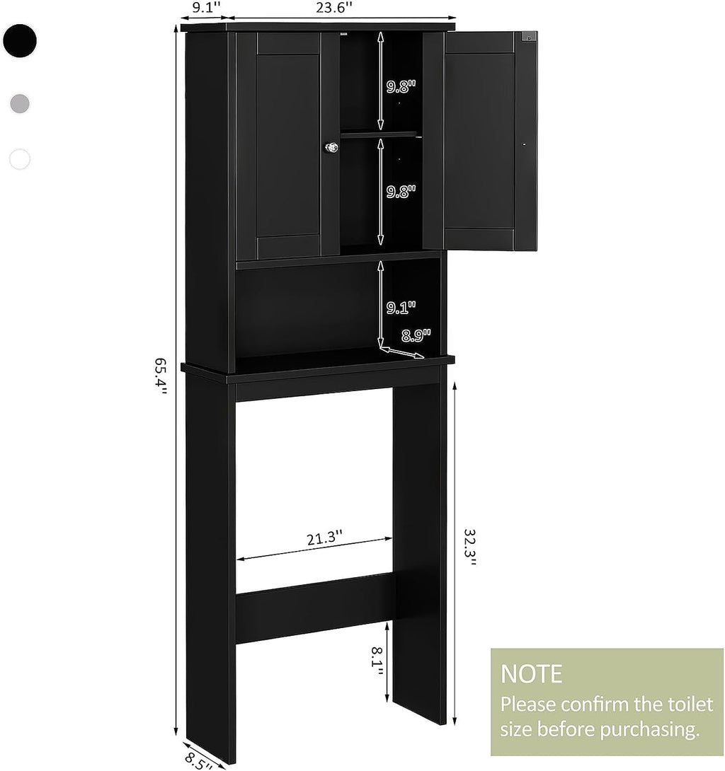 Sobaniilo Over The Toilet Storage Cabinet, Bathroom Storage Organizer Over Toilet, Space Saver W/Adjustable Shelf & Open Storage Shelf, Blac - Image 6