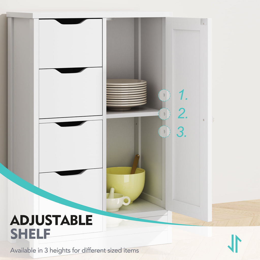 Bathroom Floor Cabinet Storage Organizer Freestanding Wooden Cupboard with Door Drawers Adjustable Shelf for Small Sp... - Image 5