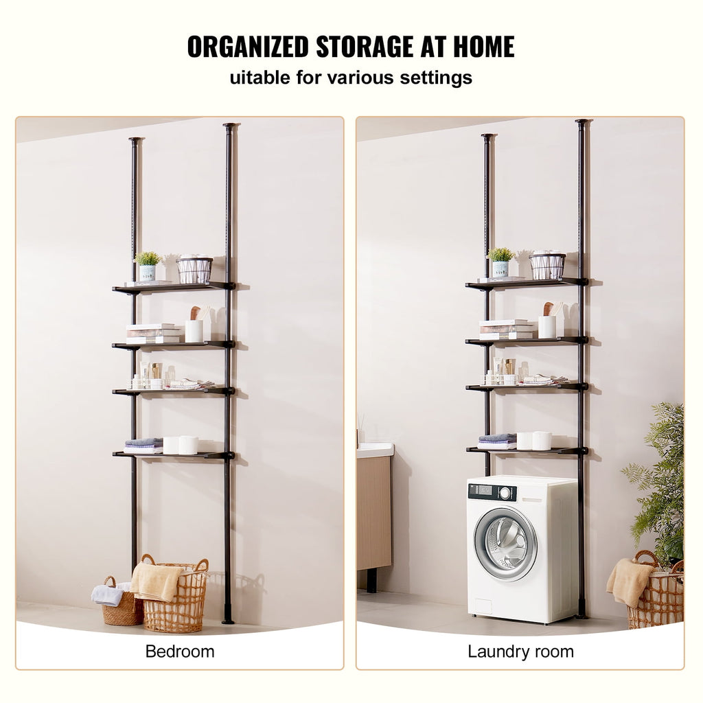 KFFKFF Over The Toilet Storage Shelf,4-Level Adjustable Bathroom Shelf, Eco-friendly Steel, 53"-132" Height, Simple to Assemble, Space-Effic - Image 2