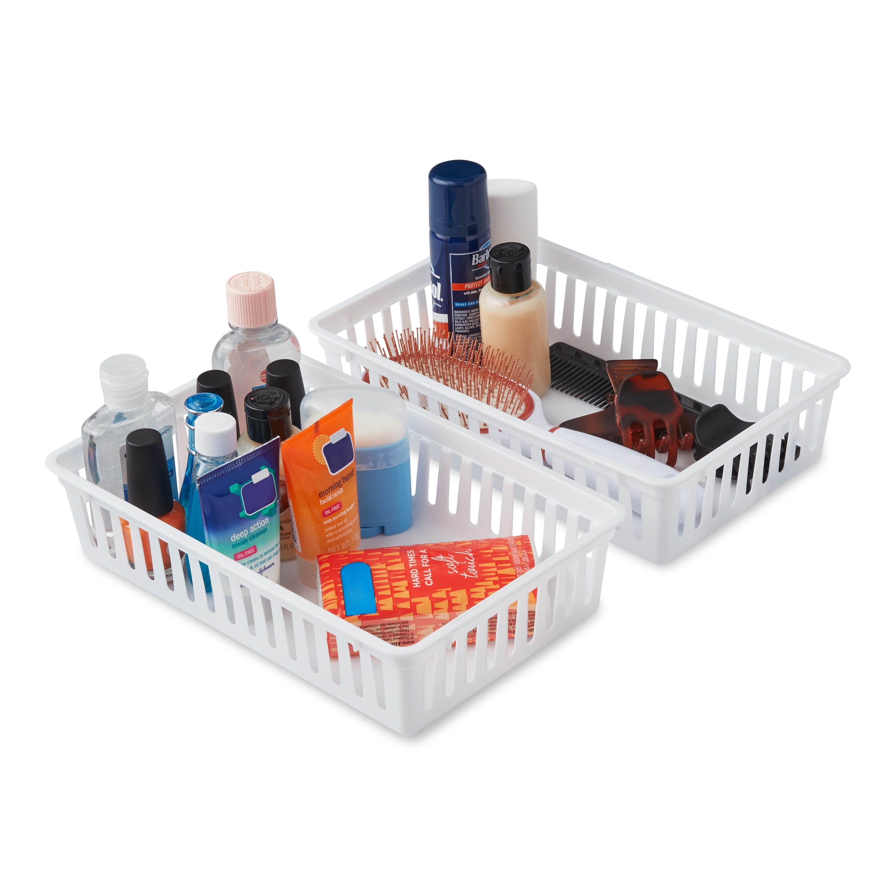 Mainstays 2-Pack Plastic Drawer Organizer Storage Bin Set, Mini Drawer Storage Containers for Kitchen Drawer, Desk Drawer and Bathroom Drawe - Image 6