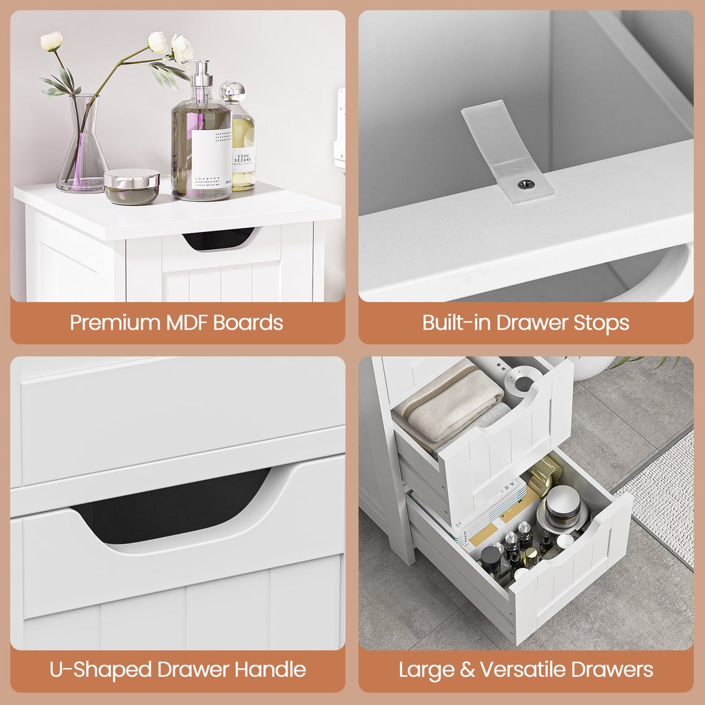 ZENY Bathroom Floor Cabinet Attractive Wooden Side Storage Organizer with 4 Drawers, White - Image 4