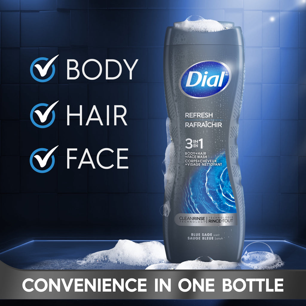 3-in-1 Men's Body Wash for Body, Hair & Face, Blue Sage Scent, 16 fl oz - Image 2