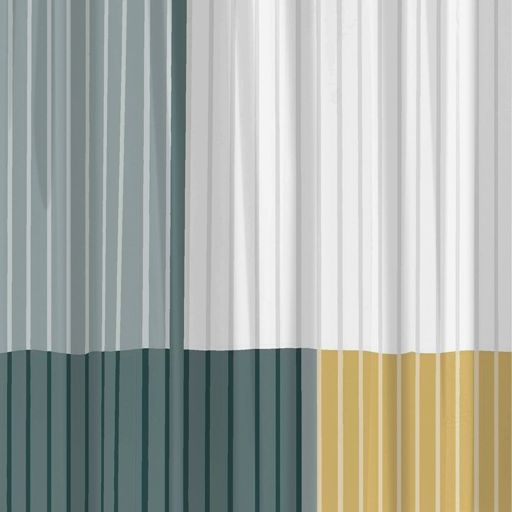 13-piece 30% Recycled Green Colorblock Stripe Shower Curtain & Hooks - Image 3