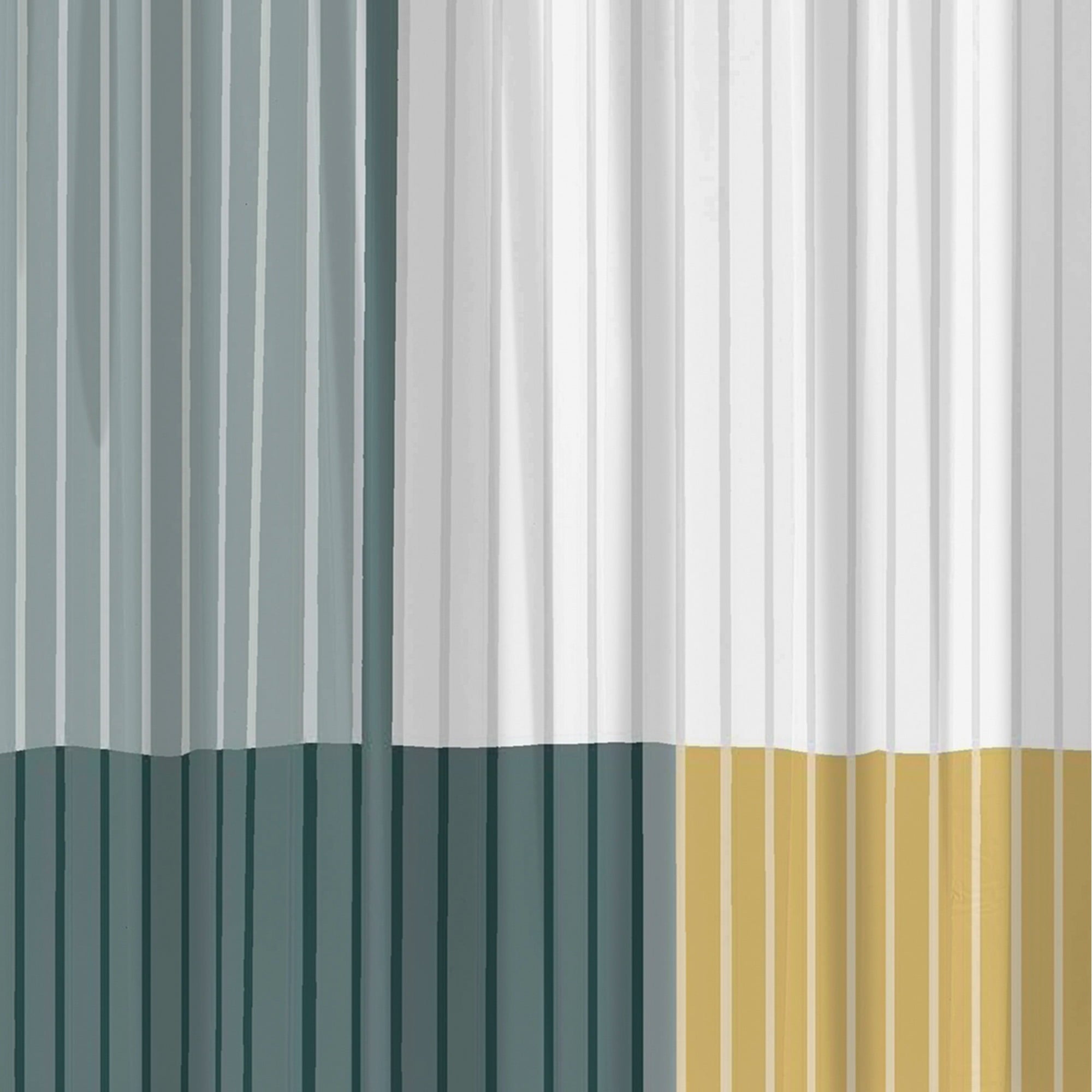 13-piece 30% Recycled Green Colorblock Stripe Shower Curtain & Hooks - Image 3