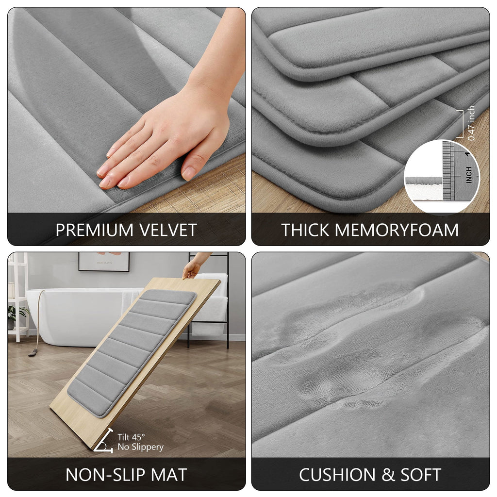 Bathroom Rug Set 2 Piece 16 x 24 and 20 x 32 inch Bathroom Mats and Rugs Sets for Washroom Toilet Gray - Image 3