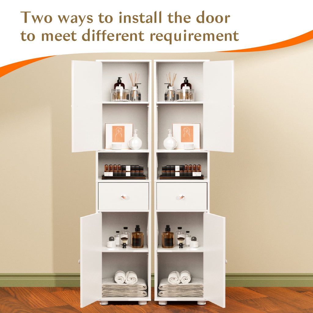 Bathroom Cabinet, Narrow Storage Cabinet Freestanding with 2 Doors & Shelves - Image 5