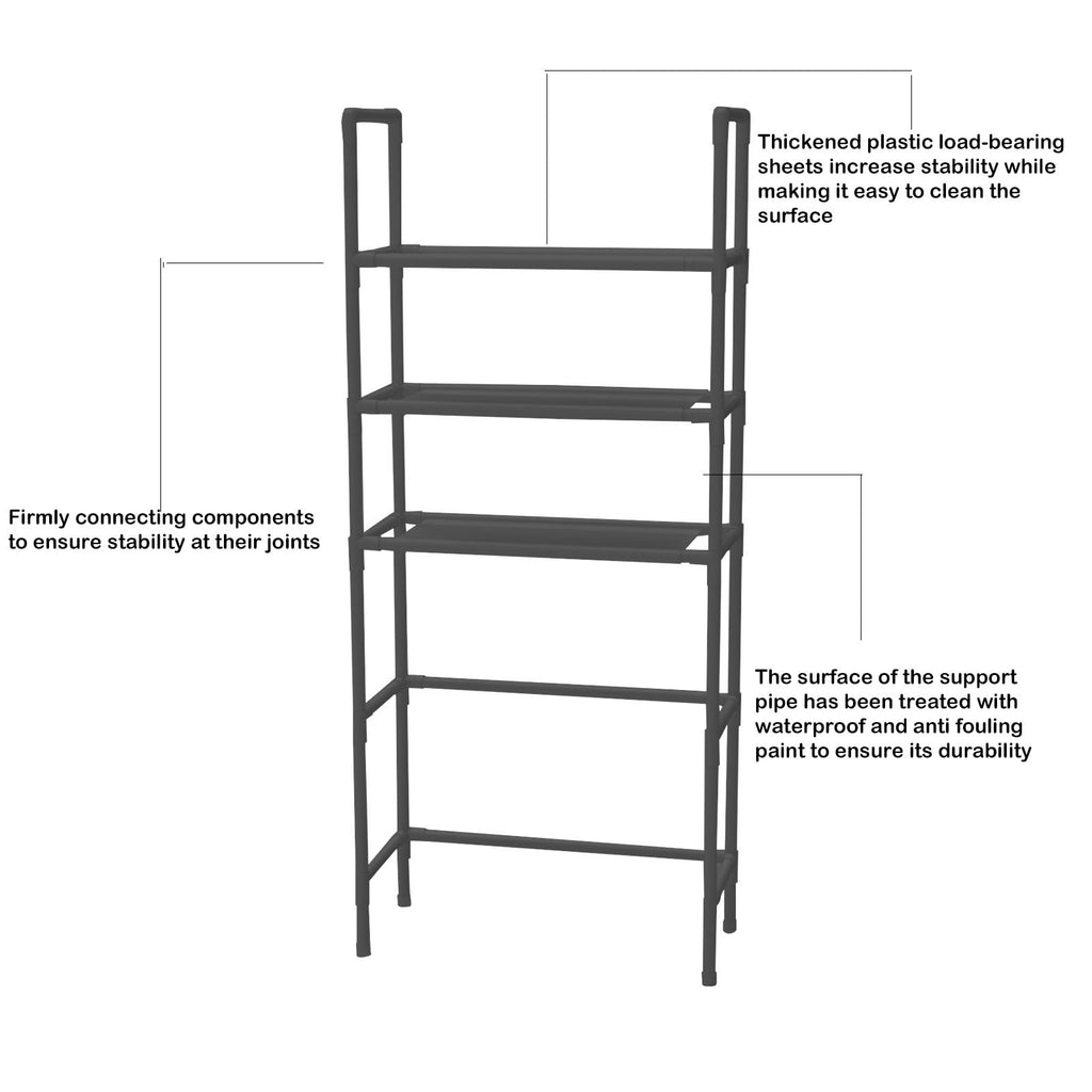 The Toilet Rack 3 Tier Bathroom Shelf Toilet Storage Organizer Freestanding above Toilet Storage Rack with Metal Fram... - Image 4