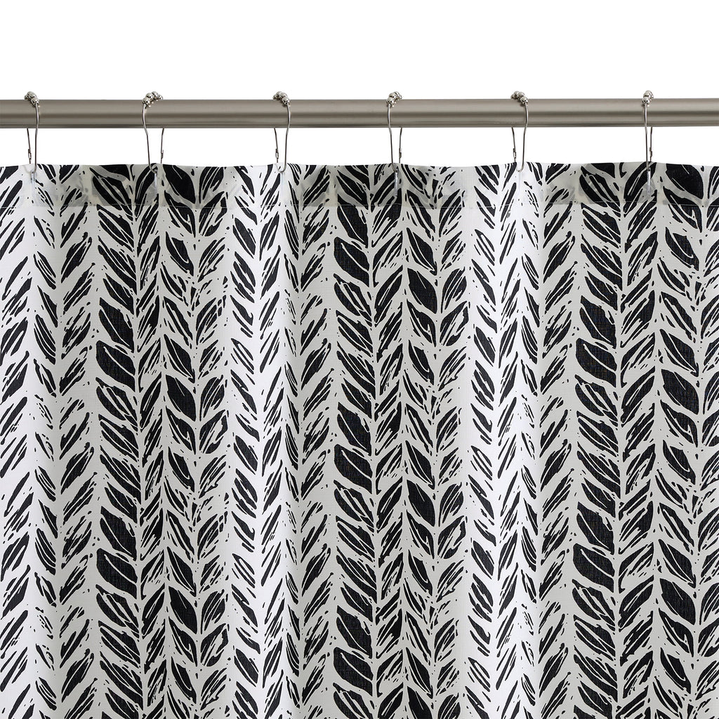 Mainstays Braid 13 Piece Shower Curtain and Hook Set, 72 x 72, Black/White - Image 4
