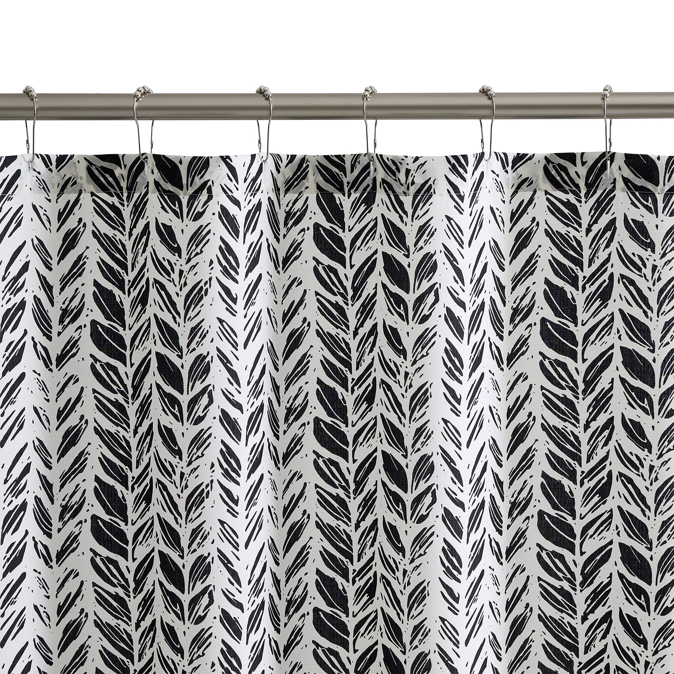 Mainstays Braid 13 Piece Shower Curtain and Hook Set, 72 x 72, Black/White - Image 4
