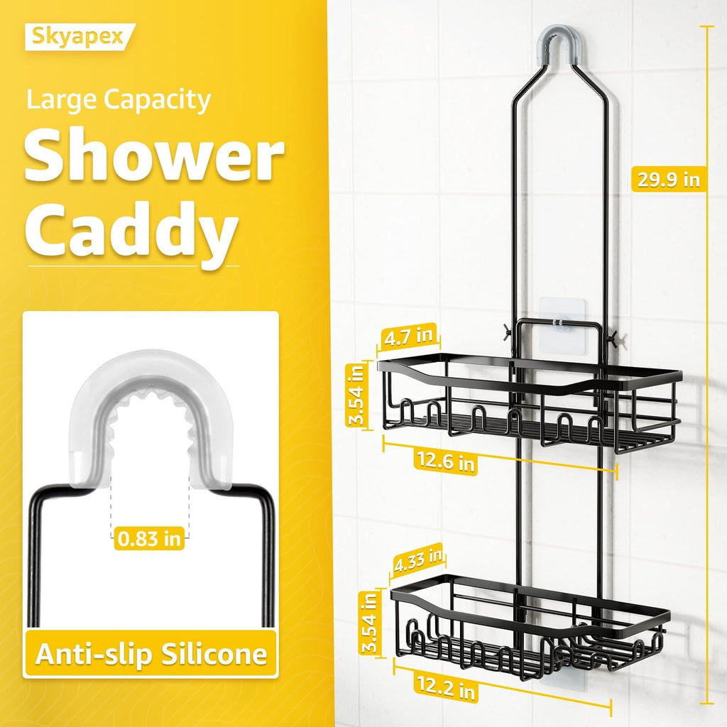 VANCORE Shower Caddy over Shower Head – Adjustable Hanging Organizer with Hooks for Shampoo, Soap, and Razor Holder - Image 2