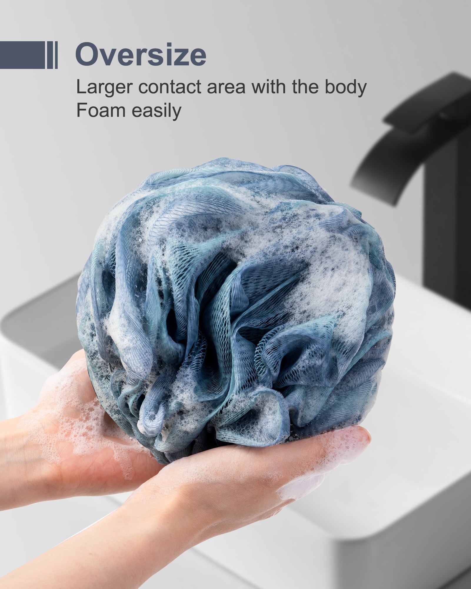 Large 100g 4 Pack, Bath Soft Mesh Shower for Men, Body Scrub, Shower Pouf Bath Accessories, for Body Wash, Soap (Blue) - Image 6