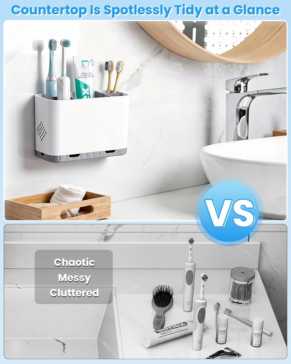 for Bathroom Countertop & Wall Mount - Detachable 5-Slot Electric Storage, Hygienic Toothpaste Caddy with Removable D... - Image 4