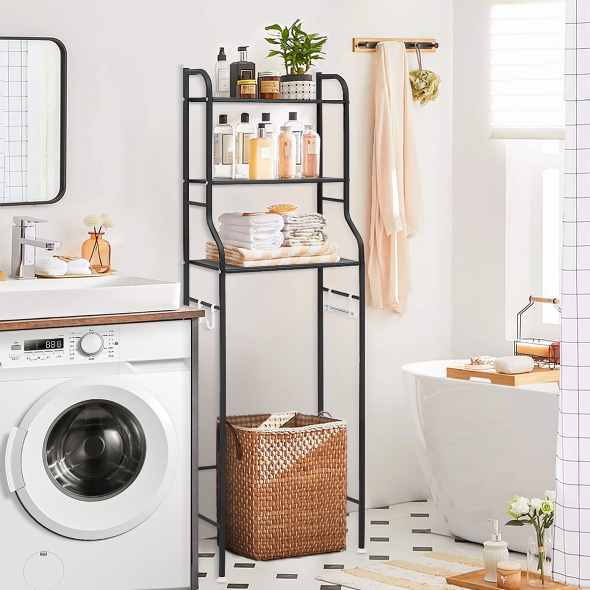 the Toilet Storage Rack, 3 Tier Bathroom Space Saver, Bathroom Corner Stand Storage Organizer Accessories Bathroom To... - Image 5