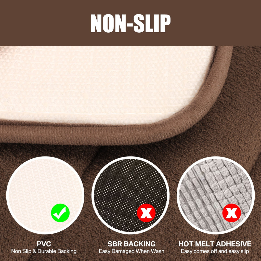3 Piece Memory Foam Bath Mat Set with U-Shaped Toilet Mat Bathroom Rugs Soft Comfortable Water Absorption Bath Carpet... - Image 6
