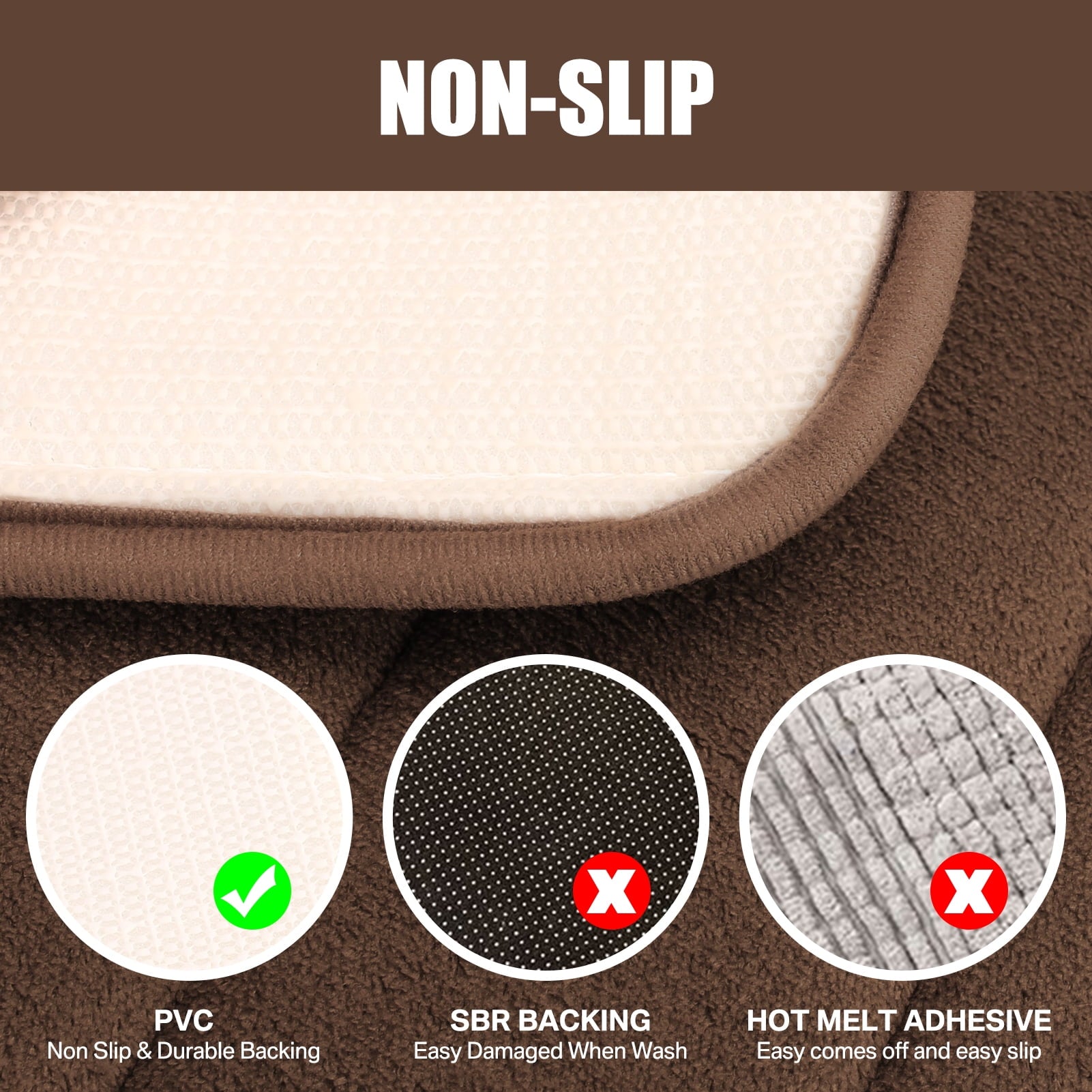 3 Piece Memory Foam Bath Mat Set with U-Shaped Toilet Mat Bathroom Rugs Soft Comfortable Water Absorption Bath Carpet... - Image 6