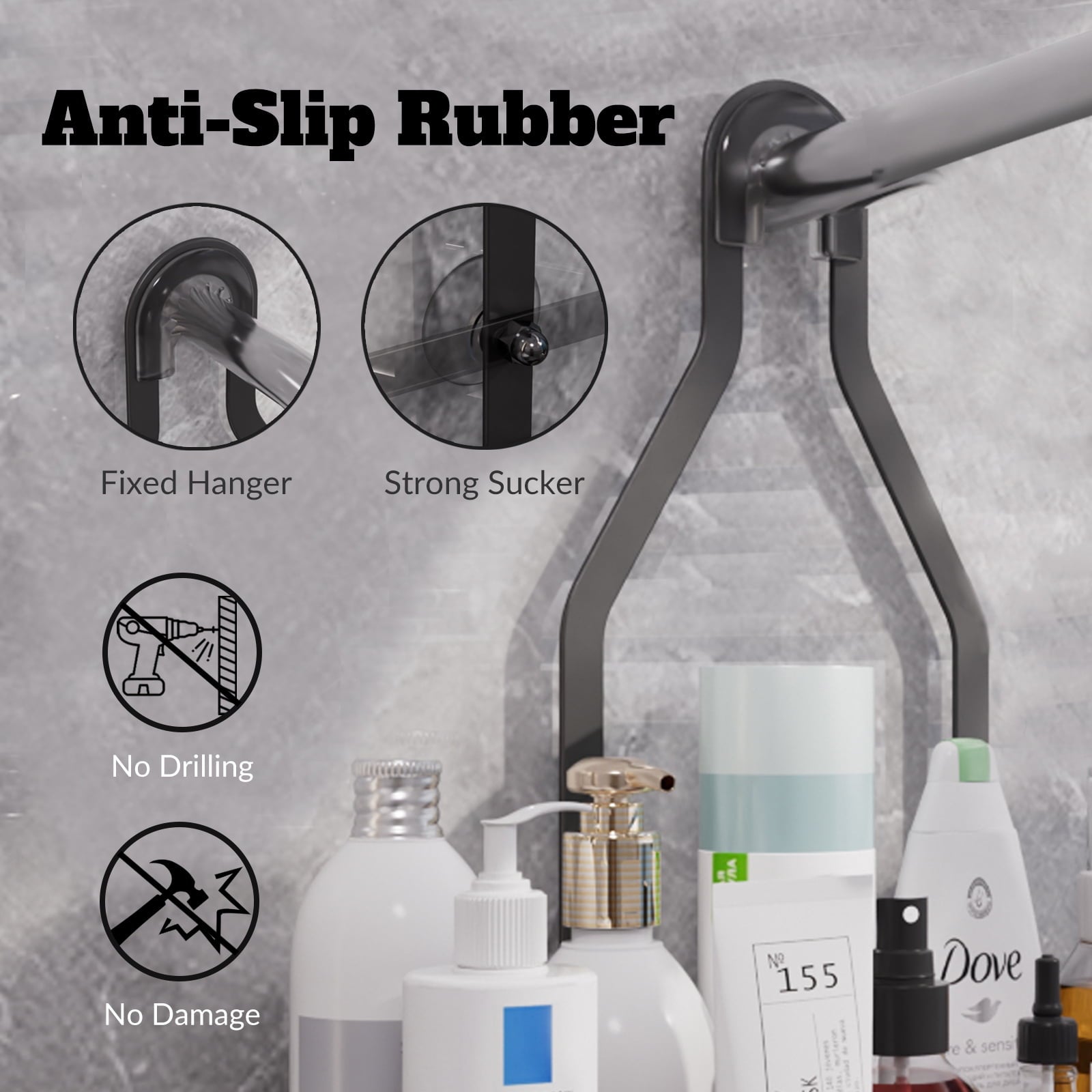 Shower Caddy, 3 Shelves Large Capacity Shower Caddy Over Shower Head, Rustproof, No Drilling,Black - Image 6