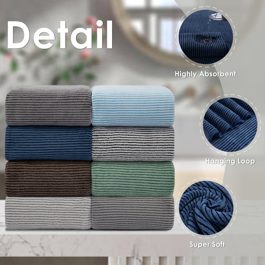 8 Piece Extra Large Bath Towel Sets, 2 Large Bath Towels , 2 Hand Towels, 4 Washcloths, Soft Microfiber, Quick Dry, H... - Image 5