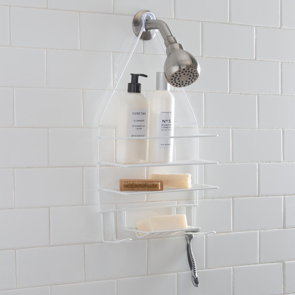 2 Shelf Hanging PE Coated Shower Caddy, White - Image 2