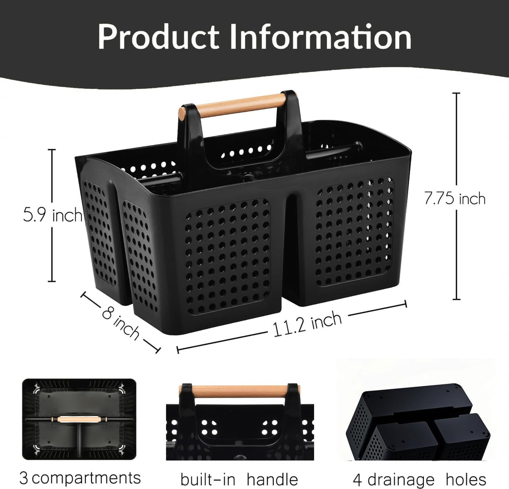 Portable Shower Caddy Basket with Compartments, Plastic Divided Cleaning Caddy Organizer Storage Tote with Handle for... - Image 4
