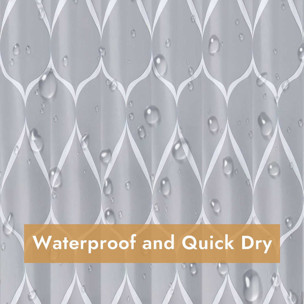 Shower Curtain with 12 Hooks, Gray Fabric Bathroom Curtain Set, Weighted Hem, Mildew Resistant, 72" x 72" - Image 4
