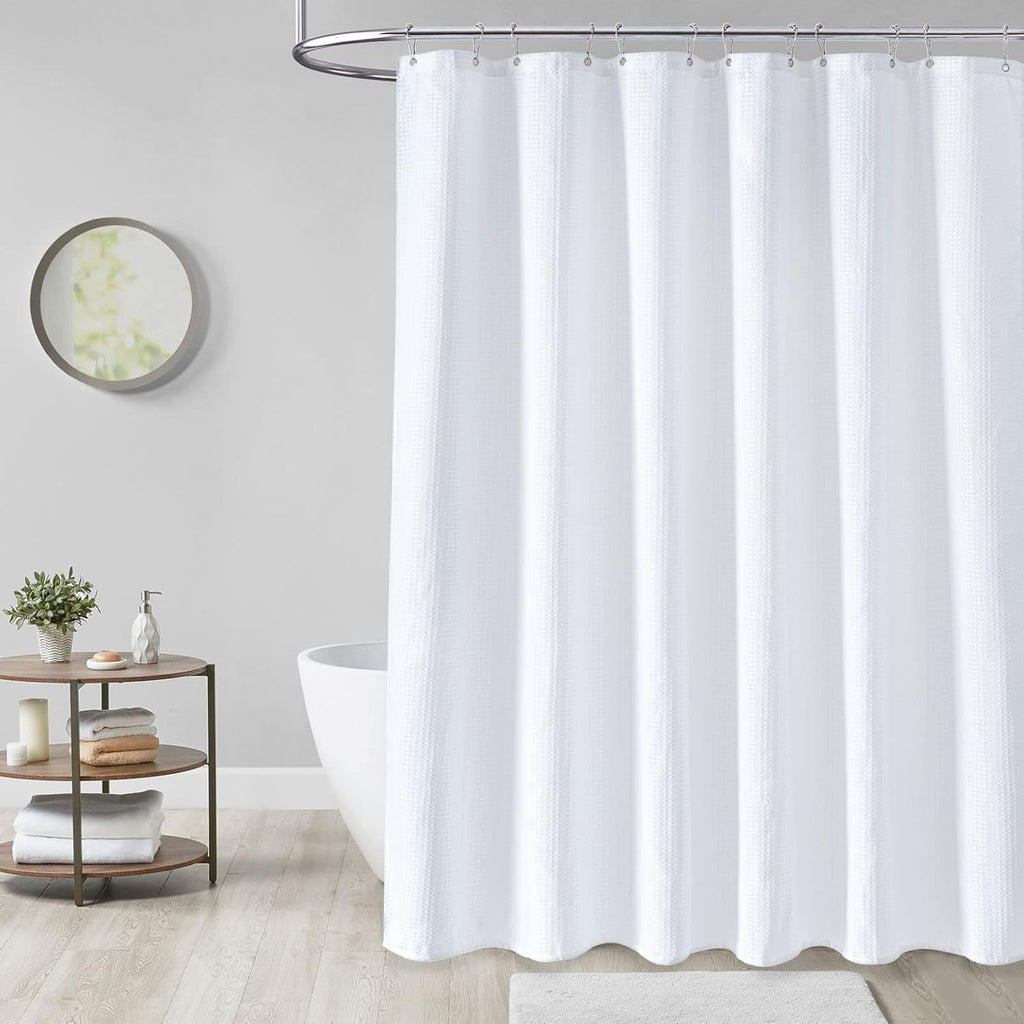 Shower Curtain and Liners Sets with Hooks, Mildew-Resistant Thick Bathroom Curtain Set, 72" x 72", White - Image 2