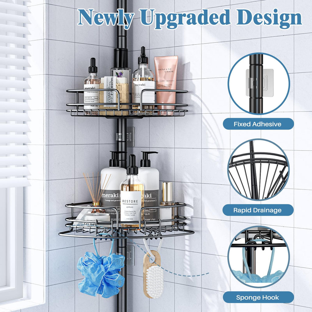 Alupssuc 4-Tier Rustproof Tension Shower Caddy, for Bathtub Shampoo Storage Bathroom Organizer, Adjustable Shower Shelves from 23 to 125 inc - Image 2