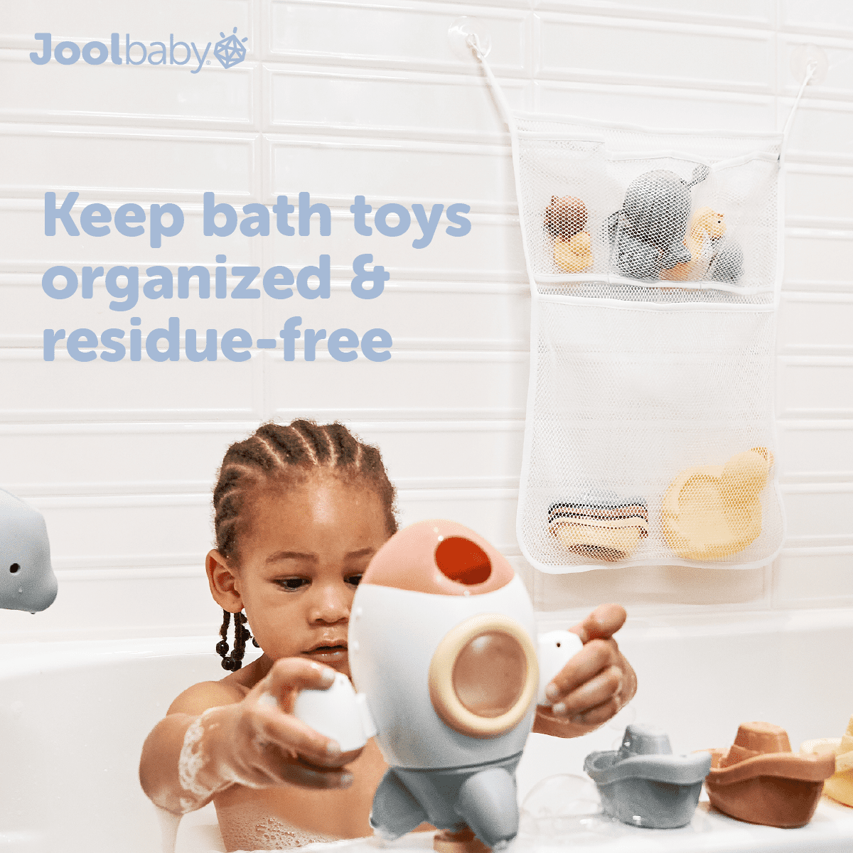 Tub Time Bath Organizer Mesh Storage Bag with Suction Cups - Image 6