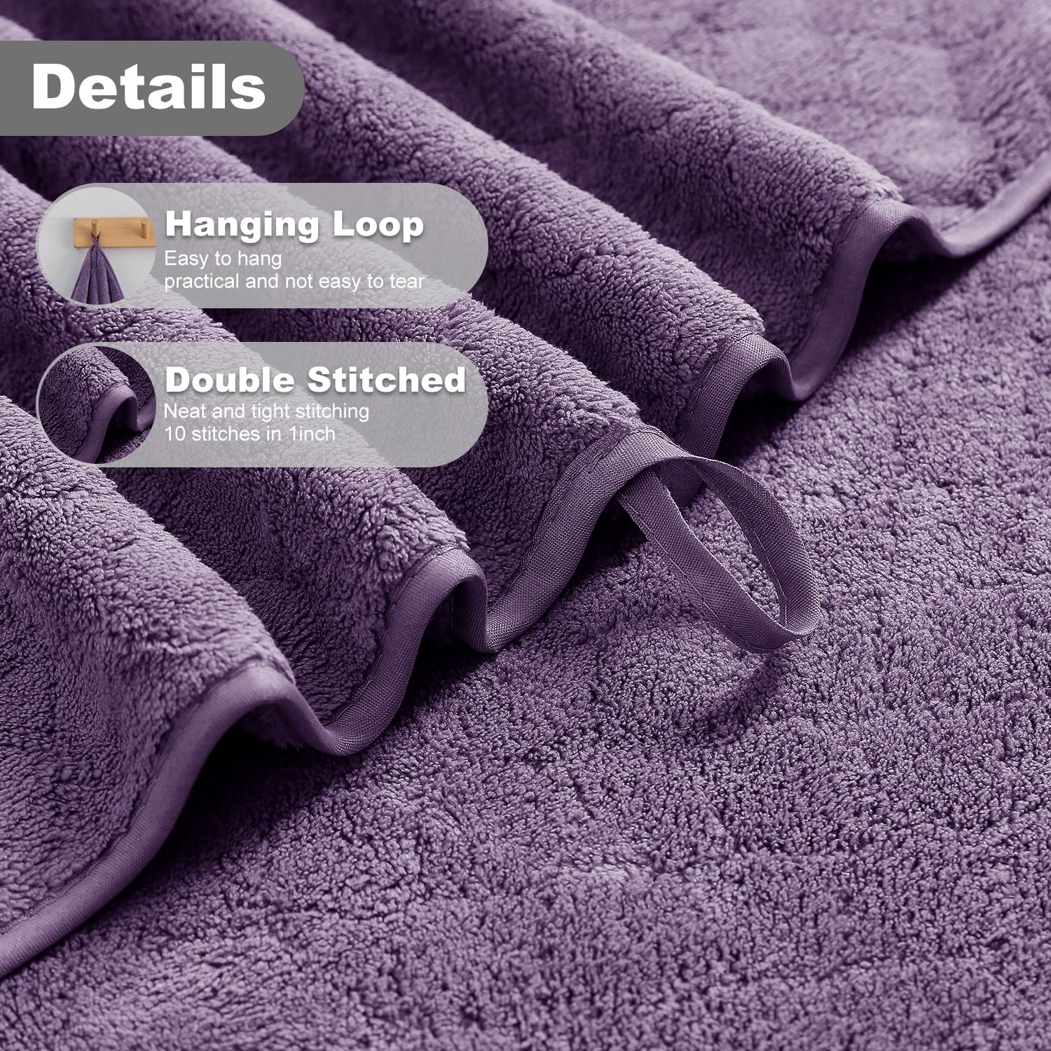Smuge 18 pcs Bath Towel Sets, Include 6 Bath Sheet Towels, 6 Hand Towels, 6 Washcloths, Soft Microfiber Highly Absorbent Shower Towel for Ba - Image 3