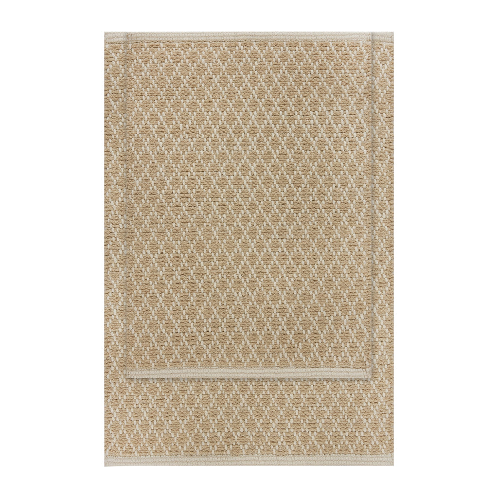 Cotton Diamond Bath Rug Set, Beige, 2 Piece, 17" x 24" & 20" x 30" - Image 6