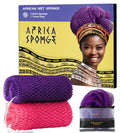 Authentic - 2 Pieces Real Exfoliating with Knots - Afro Scrubber Wash Cloths for Body Scrub Exfoliator Purple & Pink ...