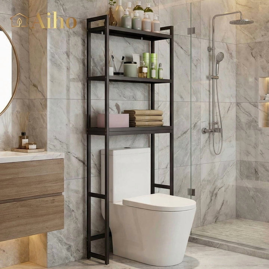 3-Shelf the Toilet Space Saver， the Toliet Storage Cabinet for Bathroom, Lavatory, Laundry - Dark Brown