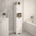 Bathroom Storage Cabinet, White Linen Cabinet, Narrow Tall Cabinet Storage Tower with Door ,Drawer and Open Storage -...