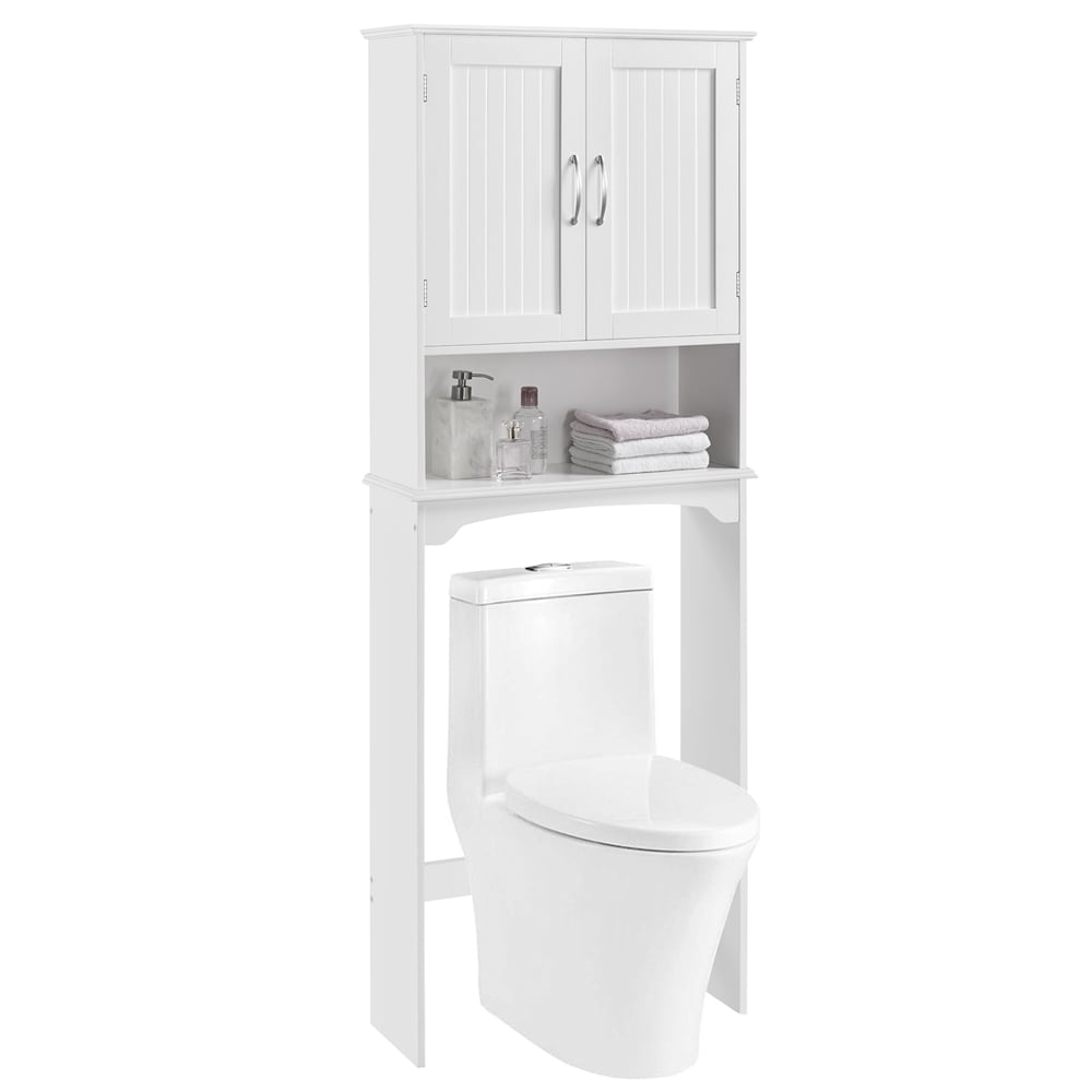 9" Width Wooden over The Toilet Bathroom Storage Cabinets with Door, White