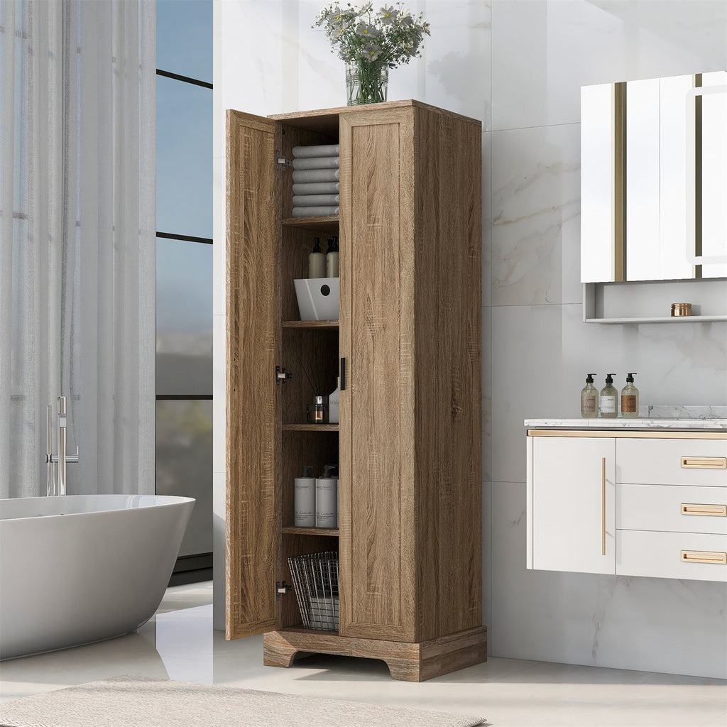 70" Cabinet with Adjustable Shelf, Freestanding Wooden Bathroom Cabinet for Bathroom Living Room Brown